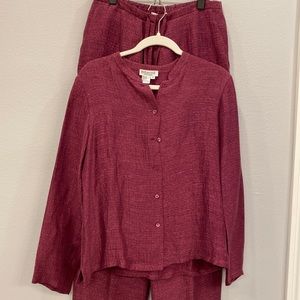 Silk linen casual pants and top